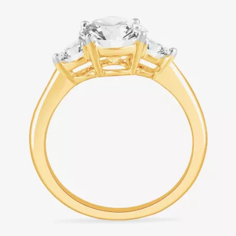 (G-H / Si1-Si2) Womens 3 3/4 CT. T.W. Lab Grown White Diamond 14K Gold Oval 3-Stone Engagement Ring