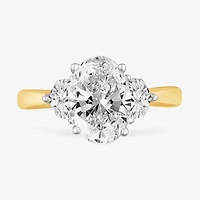 (G-H / Si1-Si2) Womens 3 3/4 CT. T.W. Lab Grown White Diamond 14K Gold Oval 3-Stone Engagement Ring