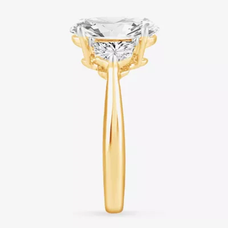 (G-H / Si1-Si2) Womens 3 3/4 CT. T.W. Lab Grown White Diamond 14K Gold Oval 3-Stone Engagement Ring