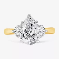 G-H / Si1-Si2) Womens 3 1/2 CT. T.W Lab Grown White Diamond 14K Gold Pear 3-Stone Engagement Ring