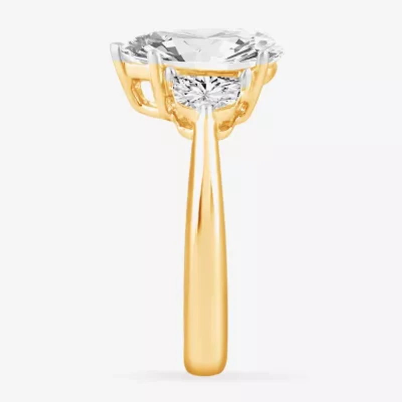 (G-H / Si1-Si2) Womens 3 1/2 CT. T.W Lab Grown White Diamond 14K Gold Pear 3-Stone Engagement Ring