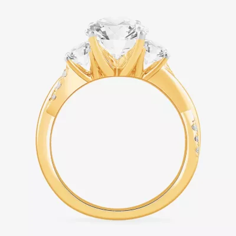 G-H / Si1-Si2) Womens 3 3/4 CT. T.W. Lab Grown White Diamond 14K Gold Oval 3-Stone Engagement Ring