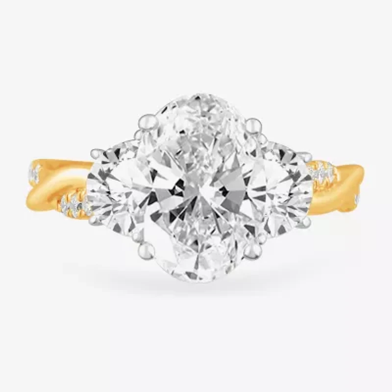G-H / Si1-Si2) Womens 3 3/4 CT. T.W. Lab Grown White Diamond 14K Gold Oval 3-Stone Engagement Ring