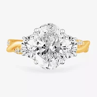G-H / Si1-Si2) Womens 3 3/4 CT. T.W. Lab Grown White Diamond 14K Gold Oval 3-Stone Engagement Ring
