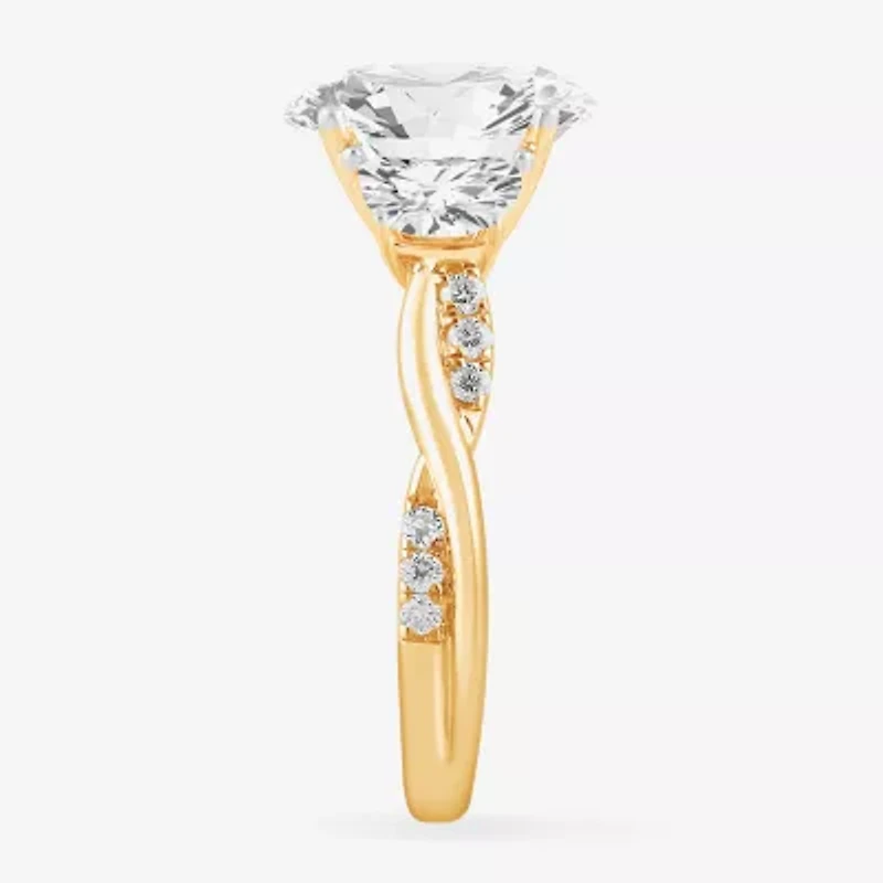 G-H / Si1-Si2) Womens 3 3/4 CT. T.W. Lab Grown White Diamond 14K Gold Oval 3-Stone Engagement Ring