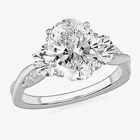 (G-H / Si1-Si2) Womens 3 3/4 CT. T.W. Lab Grown White Diamond 14K Gold Oval 3-Stone Engagement Ring