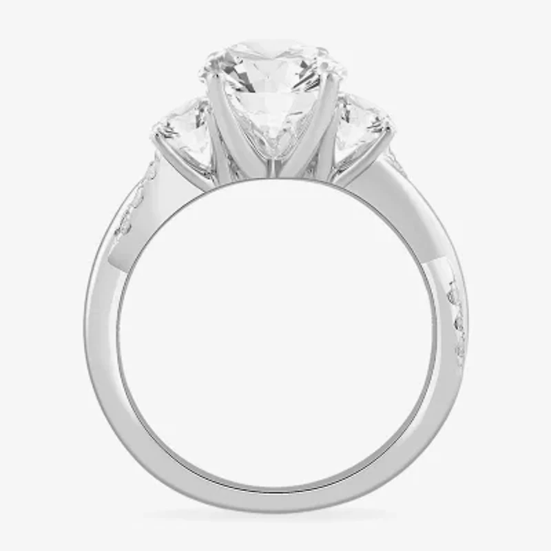 (G-H / Si1-Si2) Womens 3 3/4 CT. T.W. Lab Grown White Diamond 14K Gold Oval 3-Stone Engagement Ring