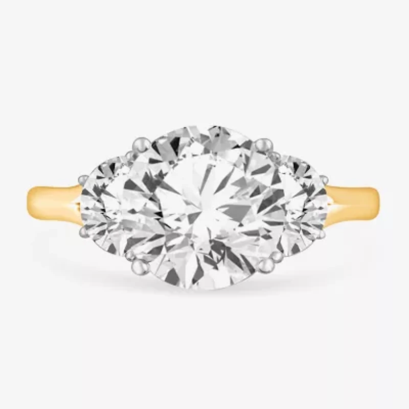 (G-H / Si1-Si2) Womens 3 3/4 CT. T.W. Lab Grown White Diamond 14K Gold Round 3-Stone Engagement Ring