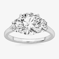 (G-H / Si1-Si2) Womens 3 3/4 CT. T.W. Lab Grown White Diamond 14K Gold Round 3-Stone Engagement Ring