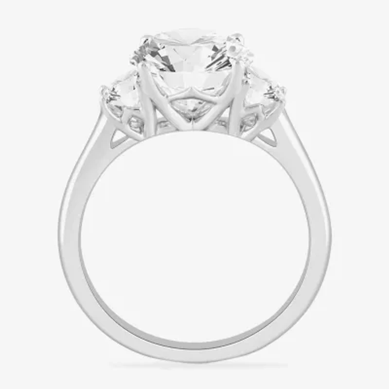 (G-H / Si1-Si2) Womens 3 3/4 CT. T.W. Lab Grown White Diamond 14K Gold Round 3-Stone Engagement Ring