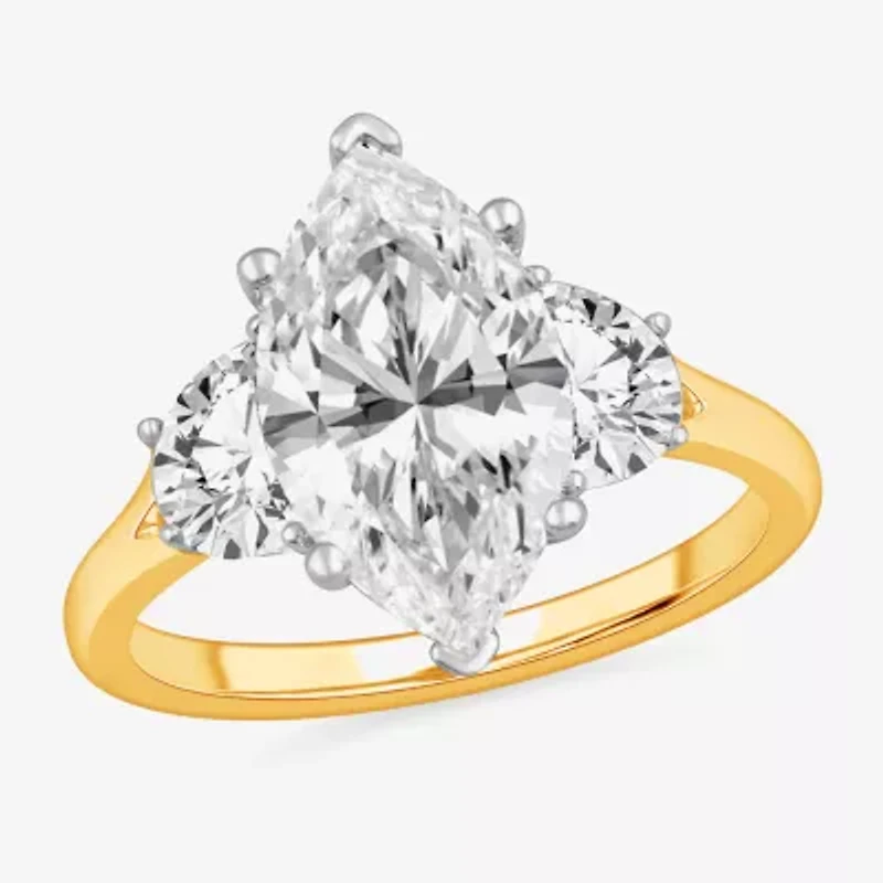 (G-H / Si1-Si2) Womens 3 3/4 CT. T.W. Lab Grown White Diamond 14K Gold Marquise 3-Stone Engagement Ring