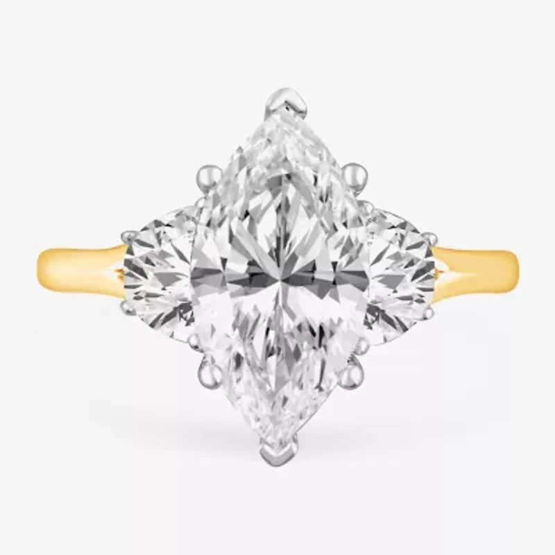 (G-H / Si1-Si2) Womens 3 3/4 CT. T.W. Lab Grown White Diamond 14K Gold Marquise 3-Stone Engagement Ring