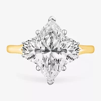 (G-H / Si1-Si2) Womens 3 3/4 CT. T.W. Lab Grown White Diamond 14K Gold Marquise 3-Stone Engagement Ring