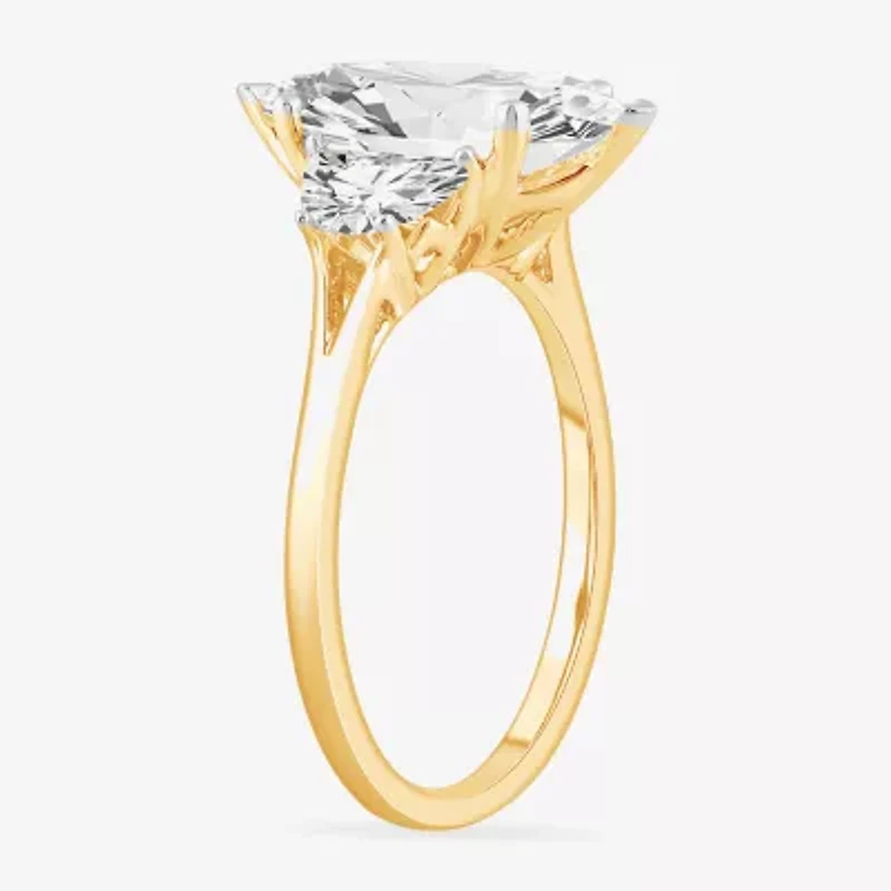 (G-H / Si1-Si2) Womens 3 3/4 CT. T.W. Lab Grown White Diamond 14K Gold Marquise 3-Stone Engagement Ring