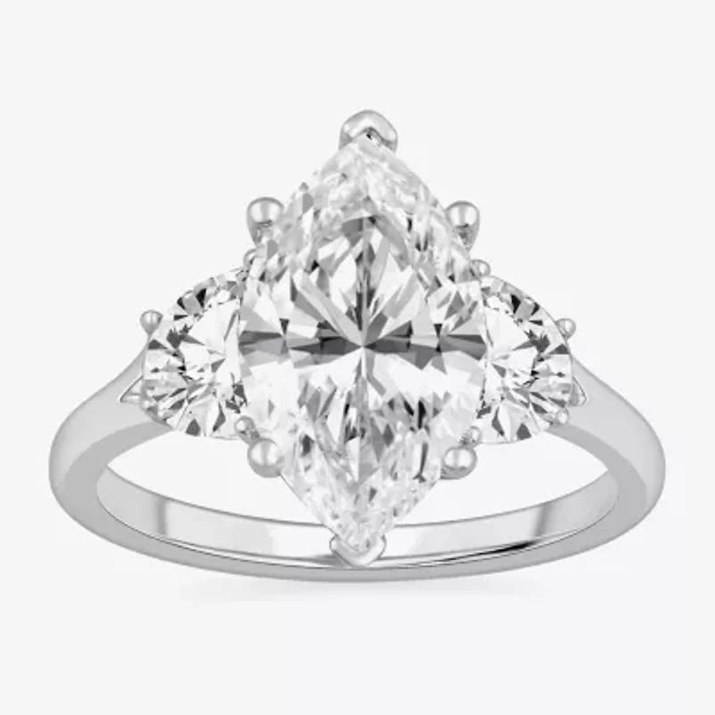 (G-H / Si1-Si2) Womens 3 3/4 CT. T.W. Lab Grown White Diamond 14K Gold Marquise 3-Stone Engagement Ring