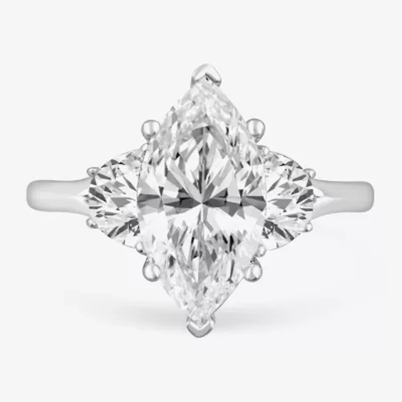 (G-H / Si1-Si2) Womens 3 3/4 CT. T.W. Lab Grown White Diamond 14K Gold Marquise 3-Stone Engagement Ring