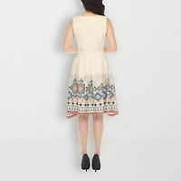 White Mark Womens Sleeveless Paisley Fit + Flare Dress