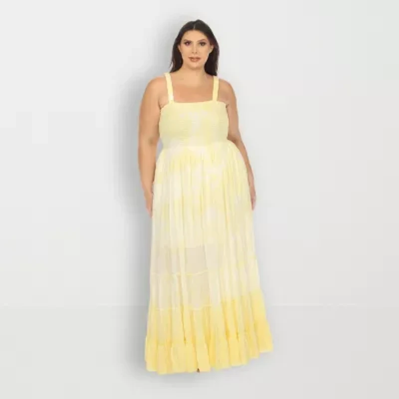 White Mark Womens Plus Sleeveless Tie Dye Sundress