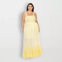 White Mark Womens Plus Sleeveless Tie Dye Sundress