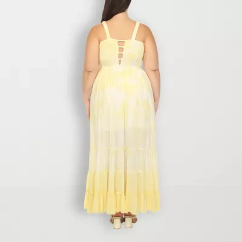 White Mark Womens Plus Sleeveless Tie Dye Sundress
