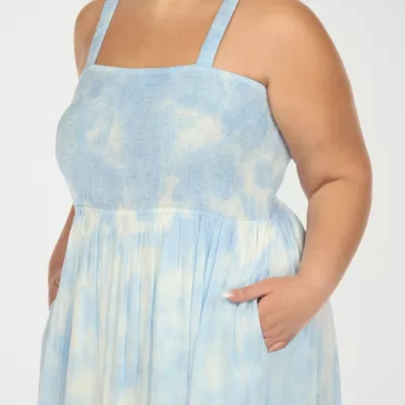 White Mark Womens Plus Square Neck Sleeveless Sundress