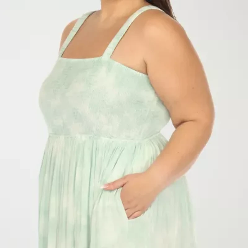 White Mark Womens Plus Sleeveless Tie Dye Sundress