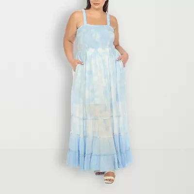 White Mark Womens Plus Square Neck Sleeveless Sundress