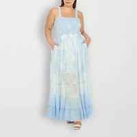 White Mark Womens Plus Square Neck Sleeveless Sundress