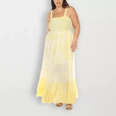 White Mark Womens Plus Sleeveless Tie Dye Sundress