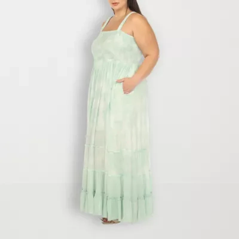 White Mark Womens Plus Sleeveless Tie Dye Sundress