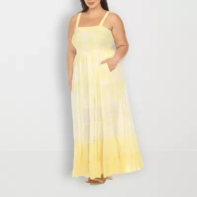 White Mark Womens Plus Sleeveless Tie Dye Sundress