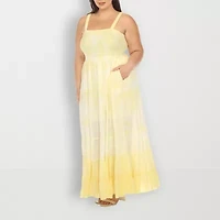 White Mark Womens Plus Sleeveless Tie Dye Sundress
