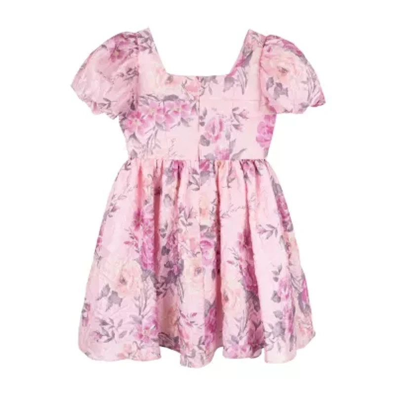 Rare Editions Big Kid Girls Short Sleeve Puffed A-Line Dress