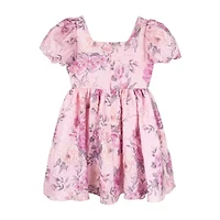 Rare Editions Big Kid Girls Short Sleeve Puffed A-Line Dress