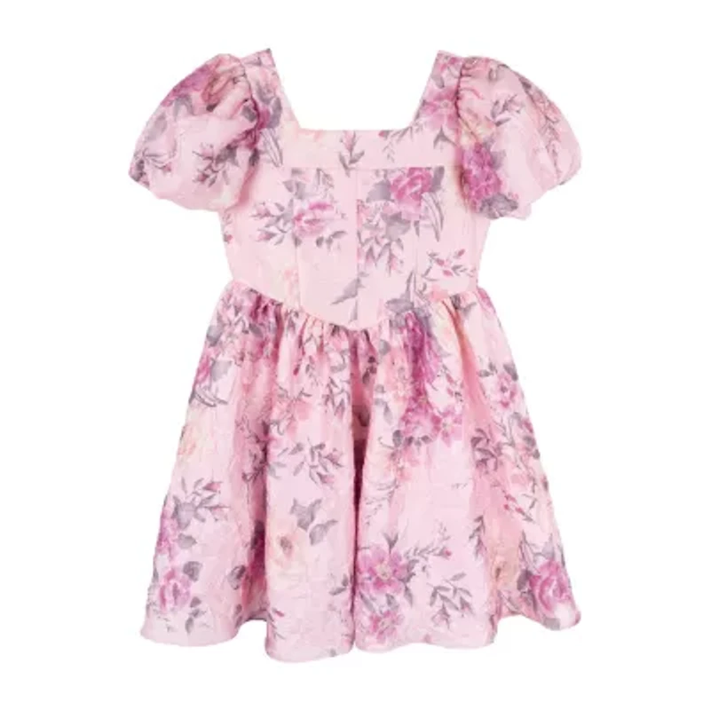 Rare Editions Big Kid Girls Short Sleeve Puffed A-Line Dress