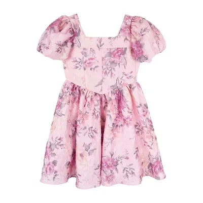 Rare Editions Big Kid Girls Short Sleeve Puffed A-Line Dress