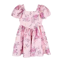 Rare Editions Big Kid Girls Short Sleeve Puffed A-Line Dress