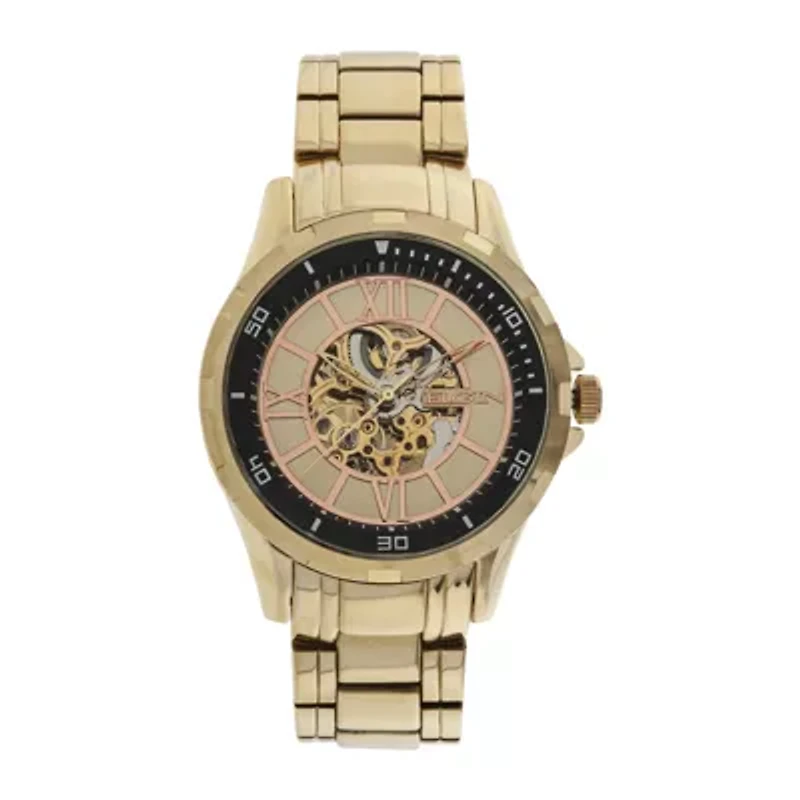 Elgin® Mens Gold-Tone Skeleton Watch