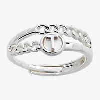 Sparkle Allure Initial Womens 3MM White Mother Of Pearl 14K Gold Over Brass Round Band