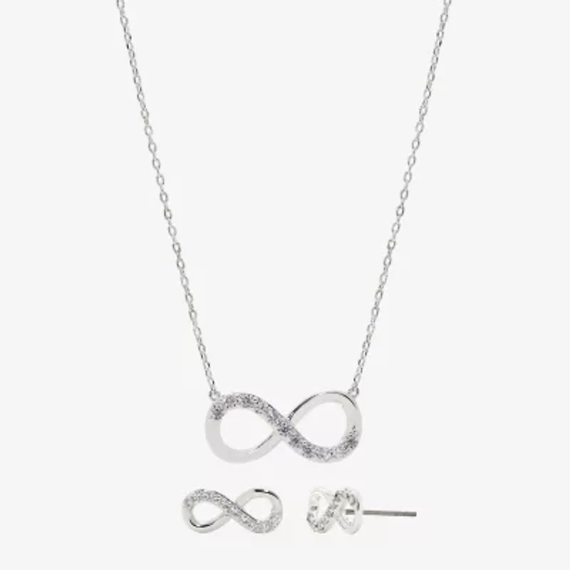 Sparkle Allure Womens Cubic Zirconia Pure Silver Over Brass Infinity 2-pc. Jewelry Set