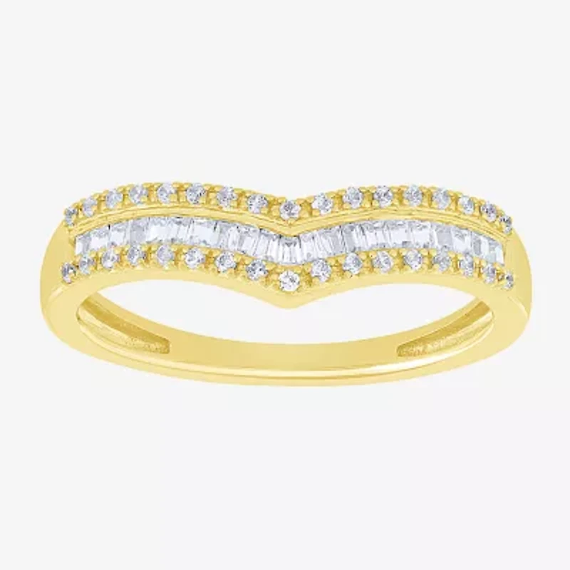 Chevron 1/4 CT.T.W. Natural Diamond 10K Gold Wedding Band