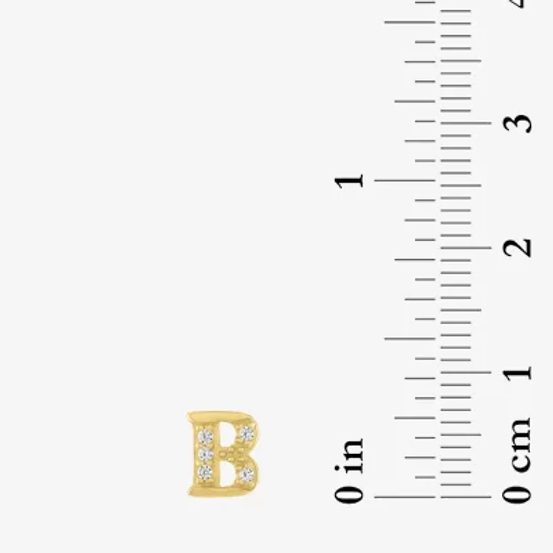 Diamond Addiction Lab-Grown (G-H / Si2-I1) Accent Initial Stud Earrings 10K Gold
