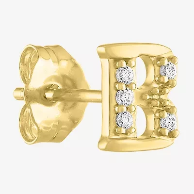 Diamond Addiction Lab-Grown (G-H / Si2-I1) Accent Initial Stud Earrings 10K Gold