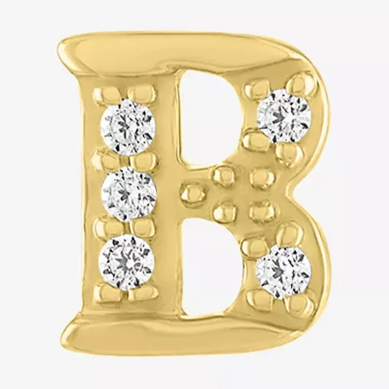 Diamond Addiction Lab-Grown (G-H / Si2-I1) Accent Initial Stud Earrings 10K Gold