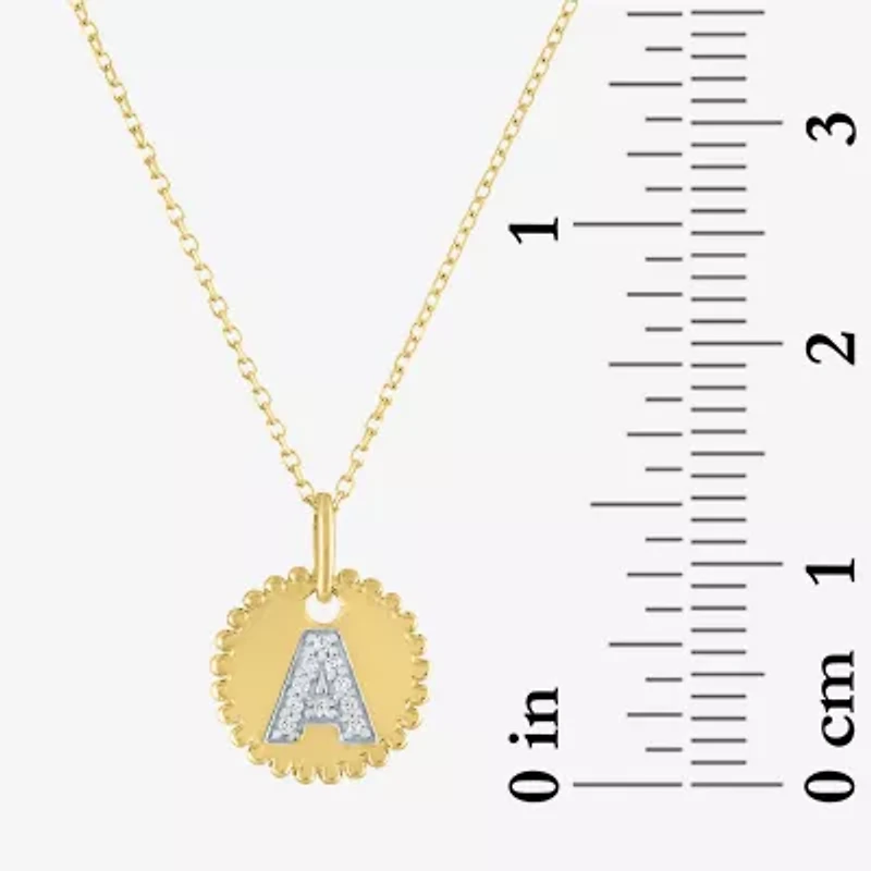 Diamond Addiction Intial Womens Accent Natural White 10K Gold Pendant Necklace