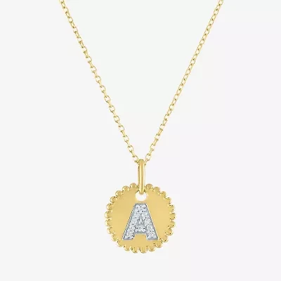 Diamond Addiction Intial Womens Accent Natural White 10K Gold Pendant Necklace