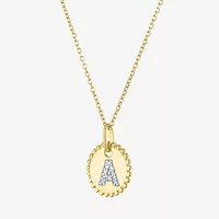 Diamond Addiction Intial Womens Accent Natural White 10K Gold Pendant Necklace