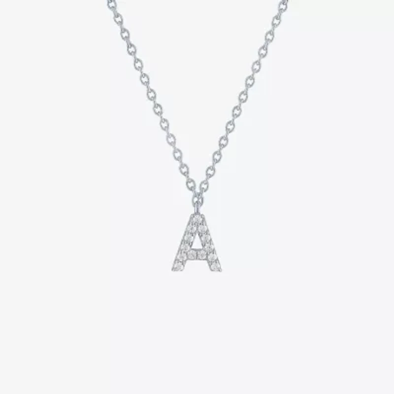 Lab-Grown (G-H / SI2-I1) Diamond Accent Initial Pendant Sterling Silver