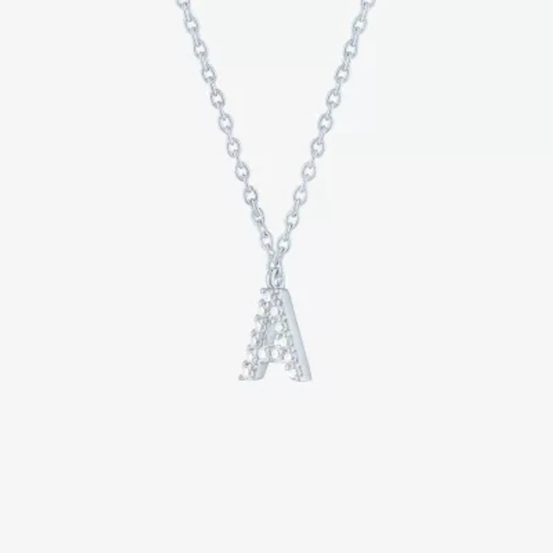 Lab-Grown (G-H / SI2-I1) Diamond Accent Initial Pendant Sterling Silver