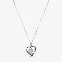 Footnotes Womens Cubic Zirconia Sterling Silver Heart 16 Inch Pendant Necklace